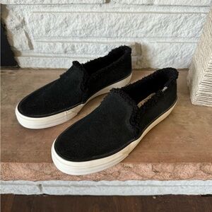 NWOT Fuzzy Black Keds Slip Ons